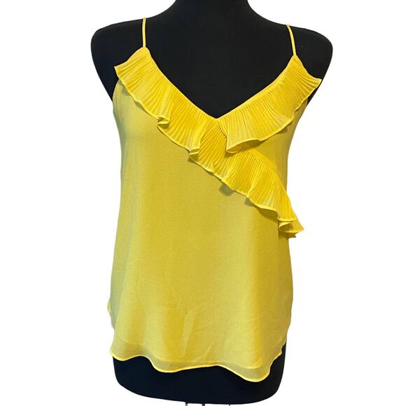 Naked Zebra Women's Yellow Chiffon Ruffled Sleeveless Blouse Size Small - Picture 1 of 6